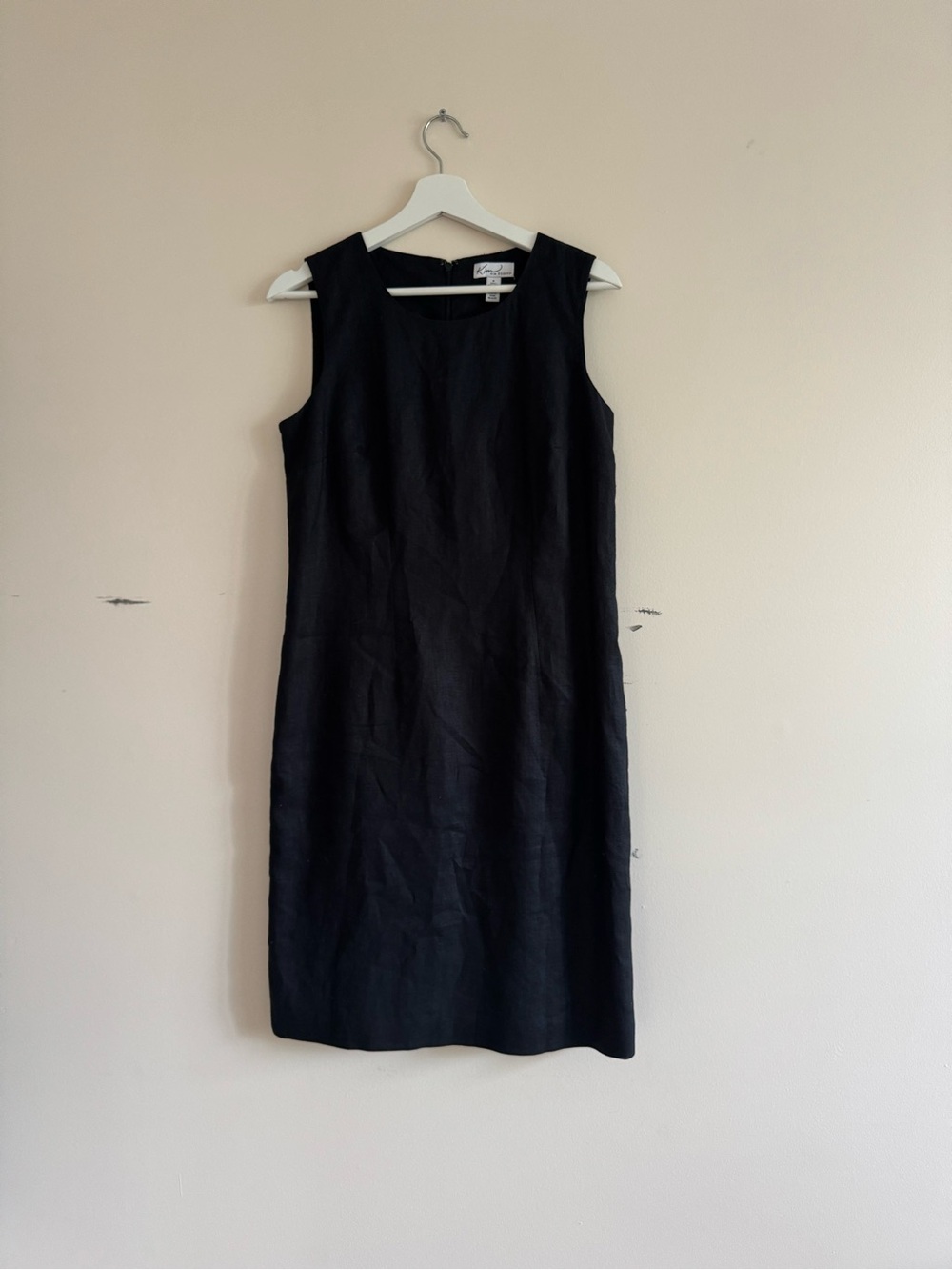 Kim Rogers Black Sleeveless Linen Shift Dress